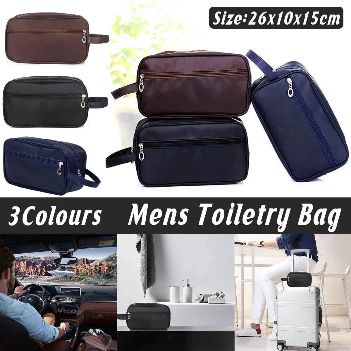 Large Capacity Portable Travel Cosmetic Bag for Men Outdoor Storage 3 Colours - Dark Blue