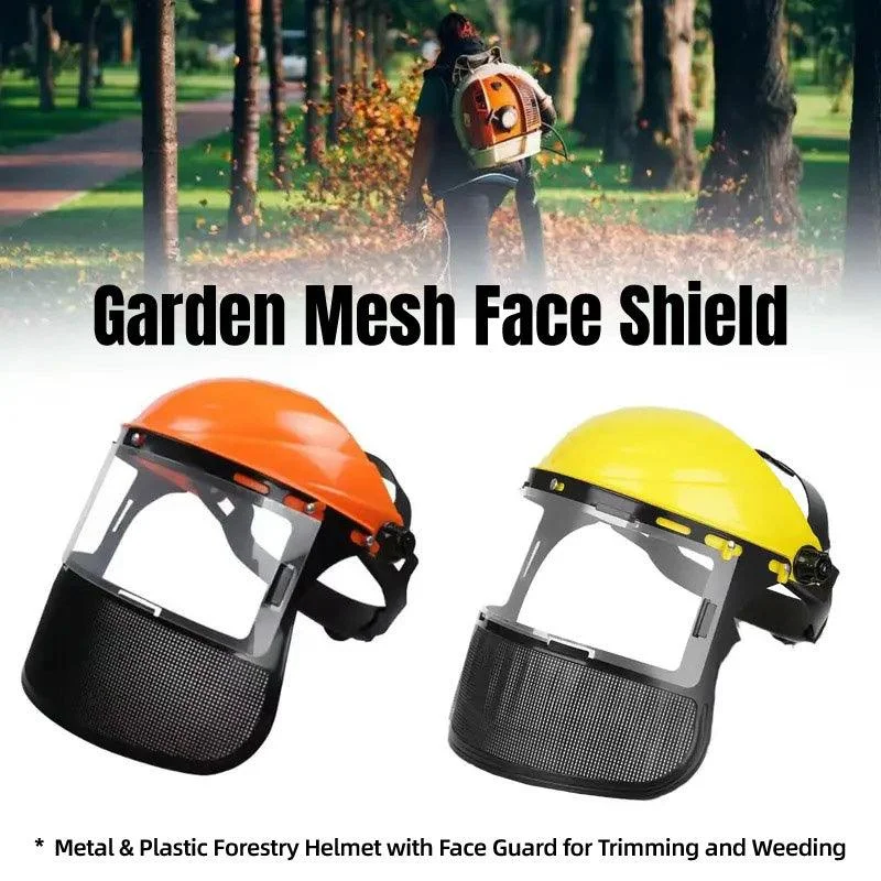 Garden Face Shield Headgear for Mowing and Outdoor Protective Use - Orange