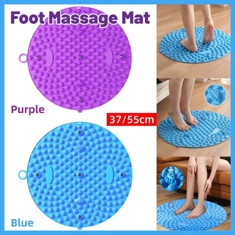 37/55cm Soft Silicone Circular Foot Mat with Textured Surface - Purple-37cm