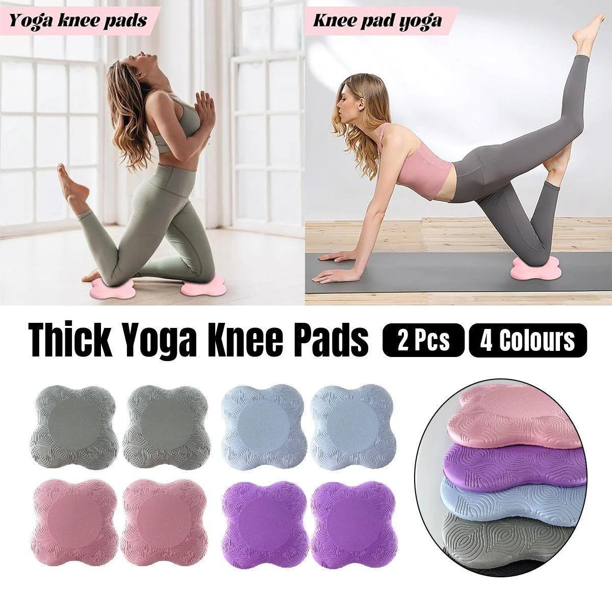 2pcs Thick Yoga Kneeling Mat Knee Cushion for Elbow Support Gym Workout Pad - Purple