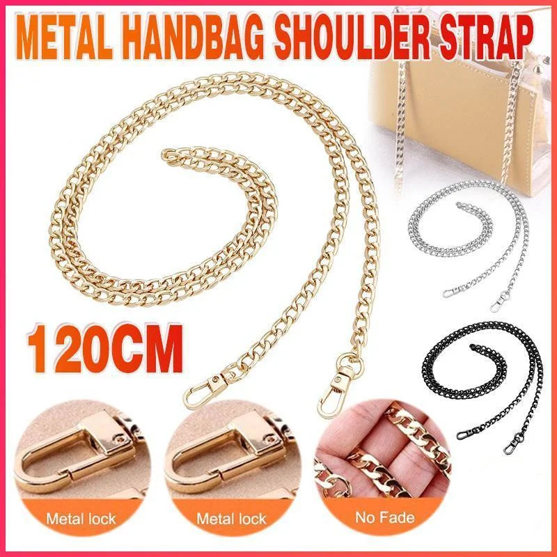 120cm Metal Handbag Shoulder Strap Bag Purse Chain Smooth Replacement Crossbody - Silver