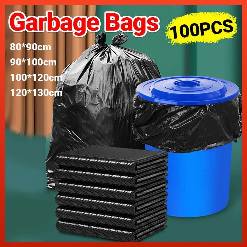 100Pcs Heavy-Duty Black Bin Bags - Durable Waste Refuse Sacks - 120*130cm-100PCS