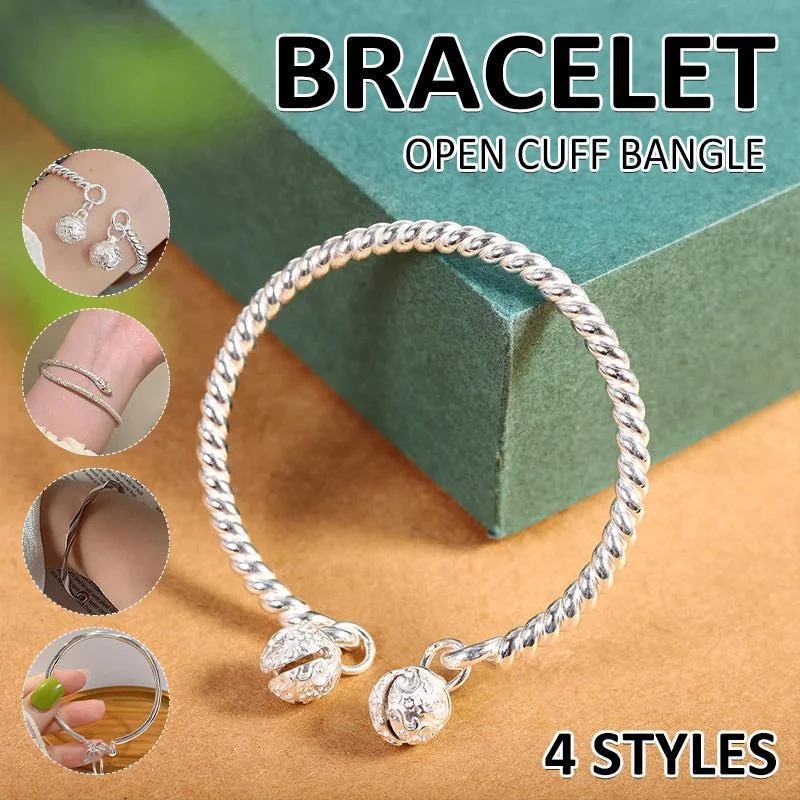 Bangle Bowknot Bells Bracelet Korean Opening Wrist Chain Women Silver Bracelet - Moebius strip