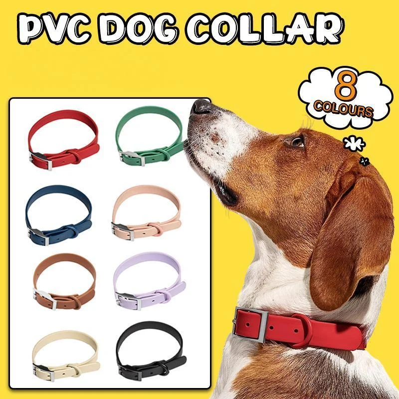 PVC Dog Collar Working Dog Kennels Waterproof Soft Adjustable for Pets M Size - Coffee