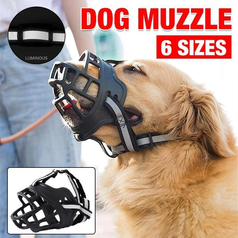 6 Sizes Adjustable Pet Dog No Bite Silicone Basket Muzzle Cage Mouth Mesh Cover - 4#