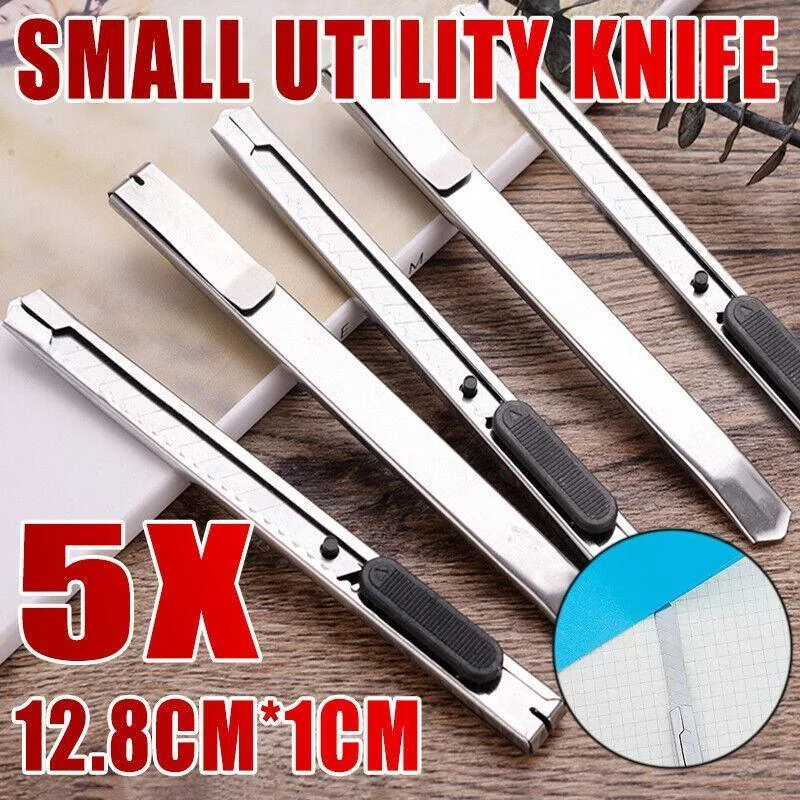 5PCS Snap-Off Daily Utility Knife Lock Back Box Cutters Retractable Knifes