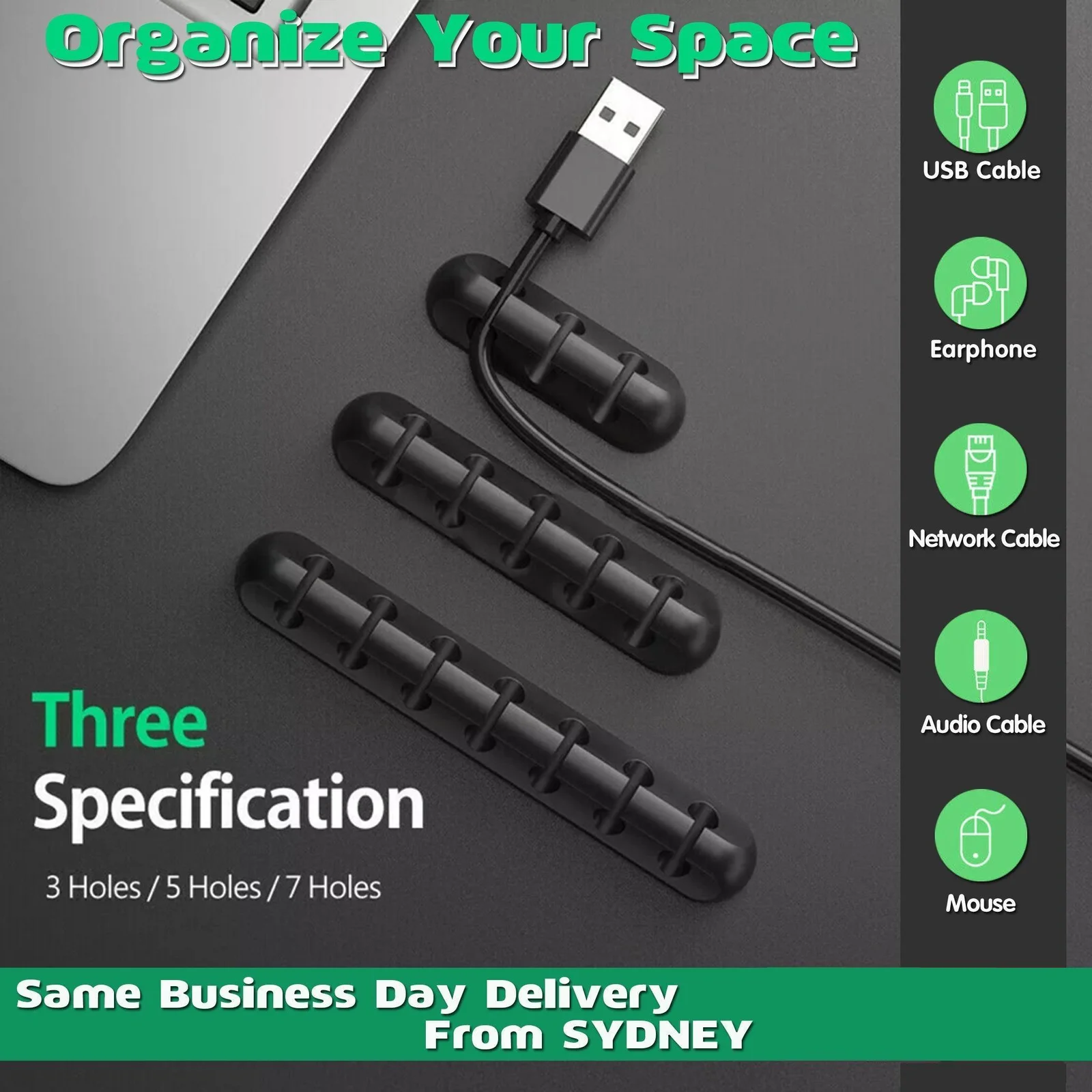 Value Pack Usb Charge Cable Holder Desk Cable Clips Organizer Cord Management - 5 Clips