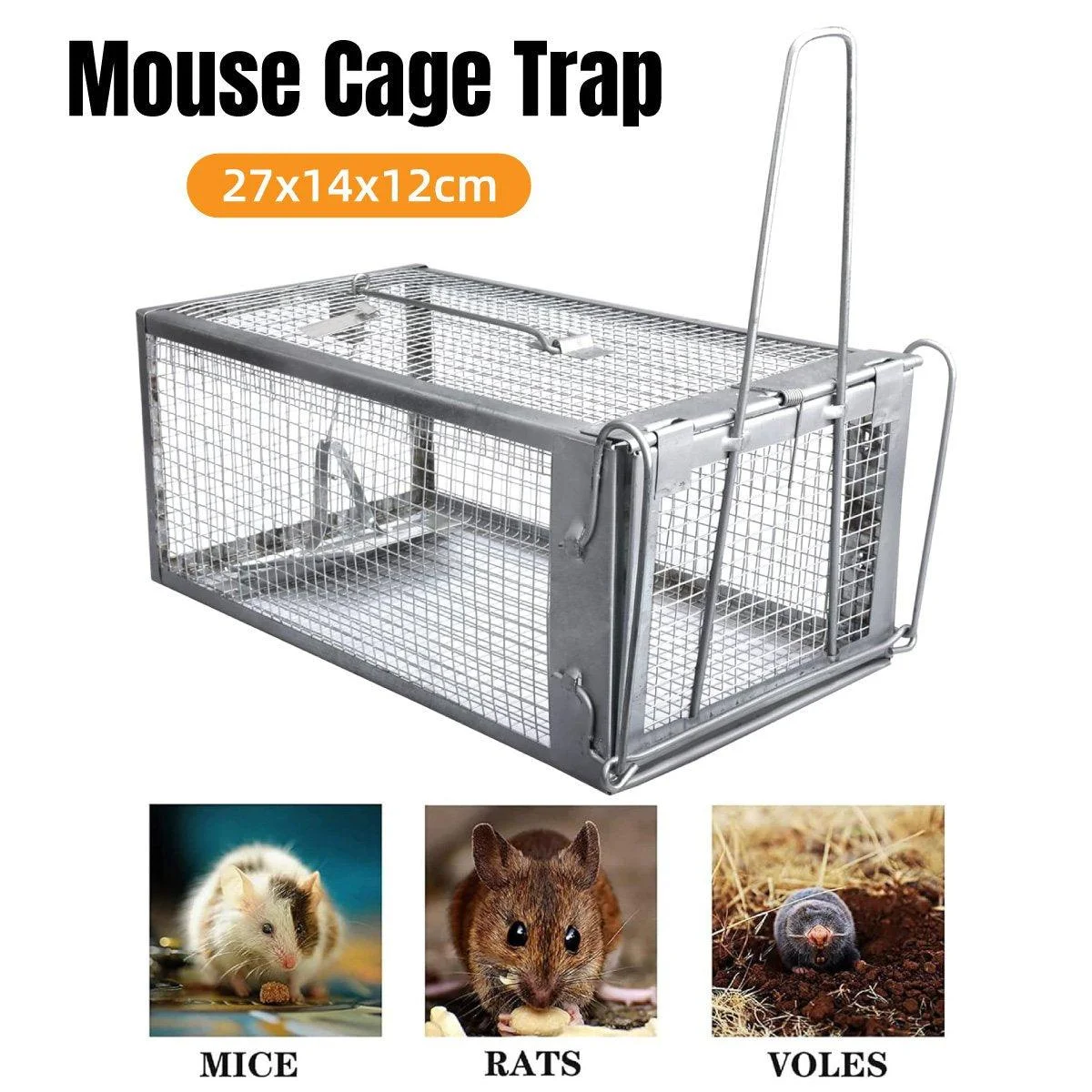 Humane Rat Trap Cage Live 1 Door Animal Catch Pest Rodent Mouse Bait Control Box
