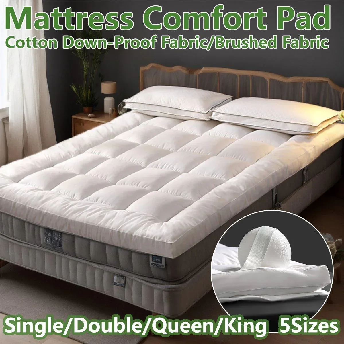 Hotel Mattress Protection Pads Bedding Comfort Mattress Topper Pads Mattress - 183x203cm-Cotton Down