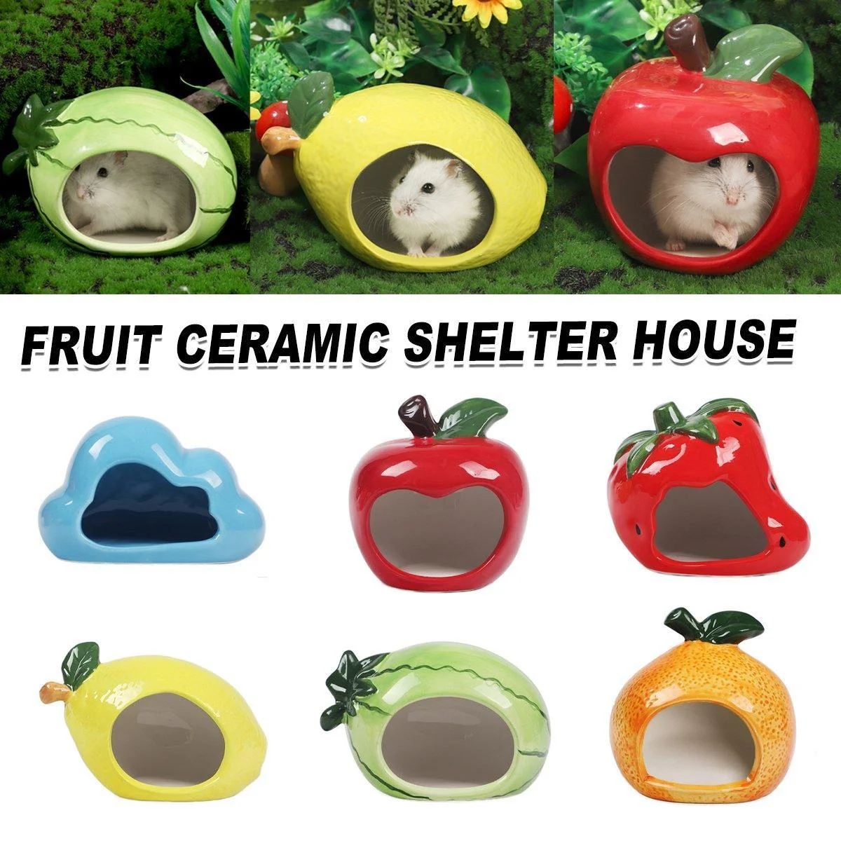 Ceramic Hamster Nest Shelter Landscaping Supplies Small Animal Hideout House - Apple