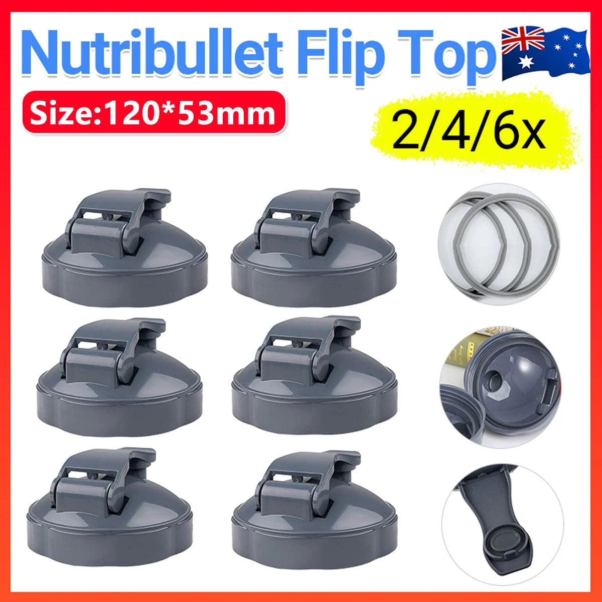 2-6X For Nutribullet Flip Top Fresh Lid - All 600 & 900 Model Nutri Cups Au - 2PCS