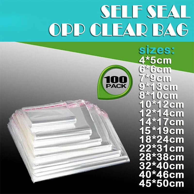 100Pcs Self-Adhesive Clear Opp Cellophane Bags with Air Hole - 8*12+2cm