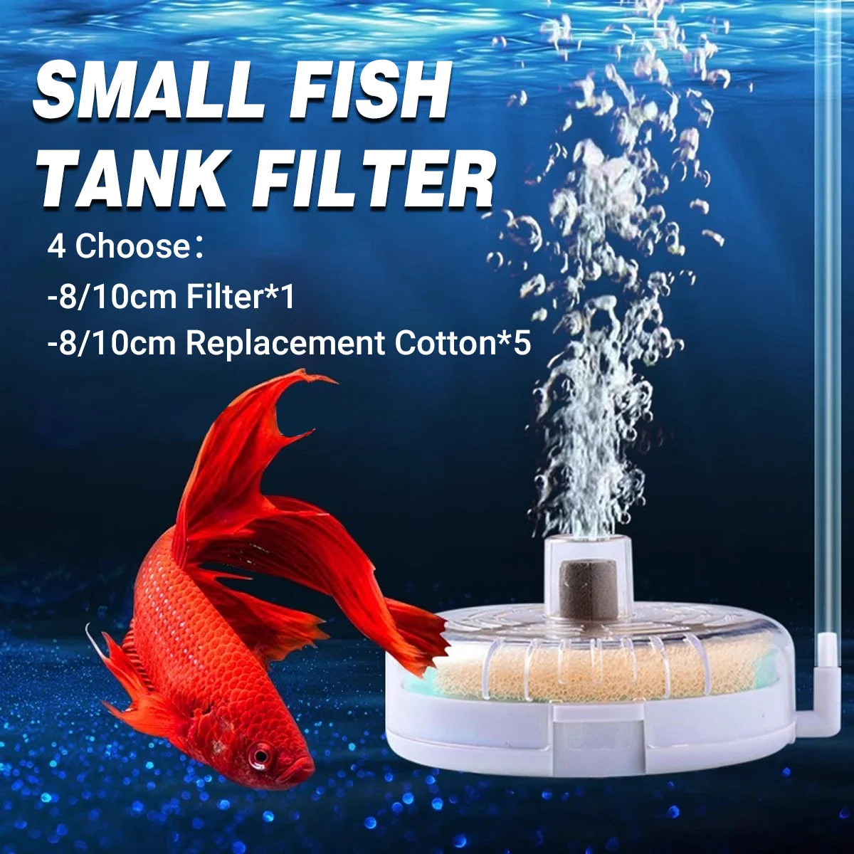 Aquarium Filter Special Mini Small Tank Filter Circle for Freshwater or Marine - 10cm Replacement Cotton*5