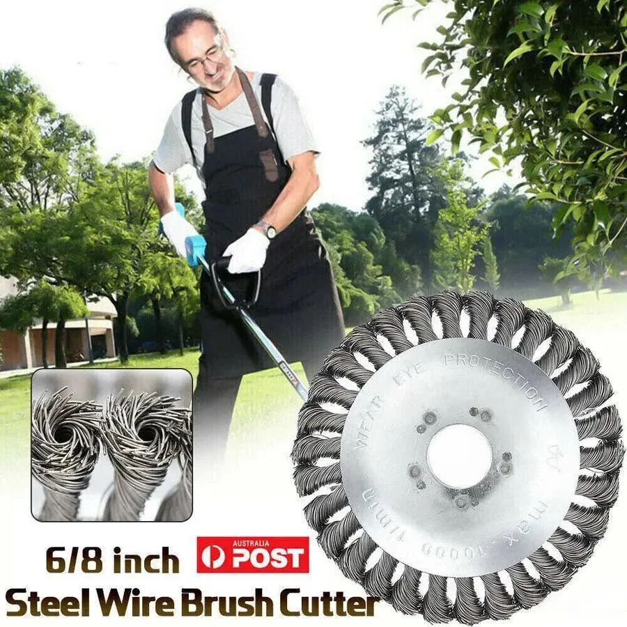 6/8inch Weed Brush Steel Wire Trimmer Wheel Garden Lawnmower Head Tool Grass Cutter - 6''