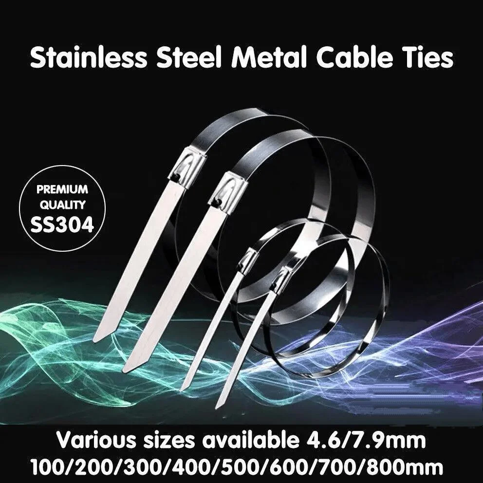 20X Stainless Steel Cable Ties S304 Marine Grade Zip Strap Locking Wrap 100-800Mm - 4.6*800mm