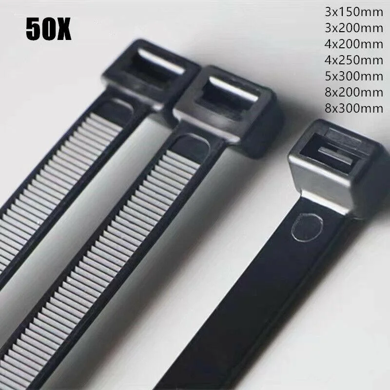 50X Cable Ties Zip Ties Nylon Uv Stabilised Black Cable Tie - 10*920mm White