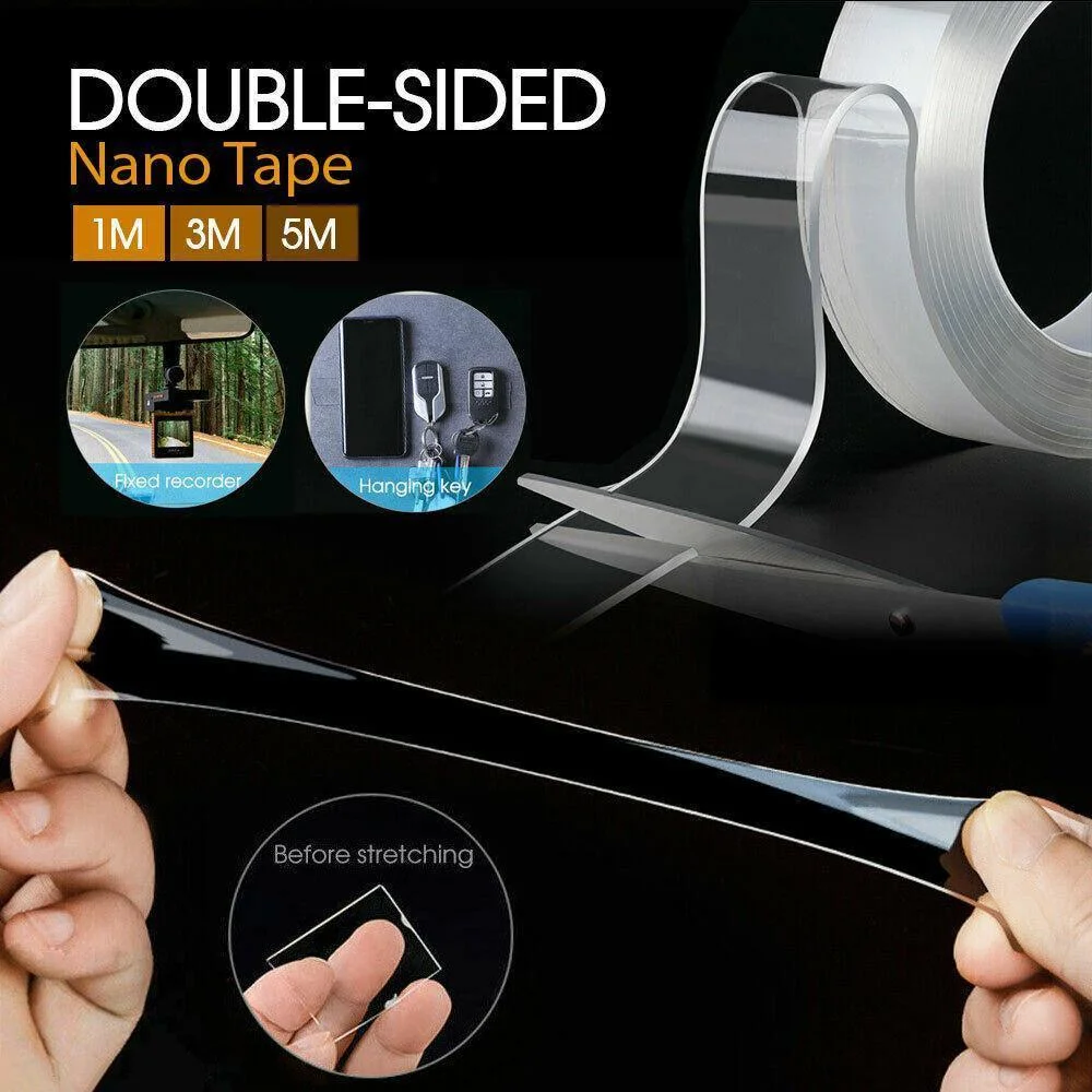 Double Sided Nano Tape Transparent Reusable Adhesive Gel Grip for Home Office - 3cm*1m*2mm (1 Unit)