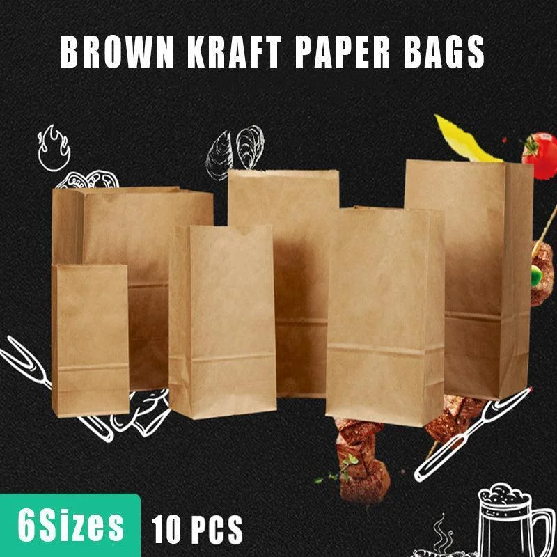 Brown Kraft Paper Bags Take Away Food Lolly Grocery Buffet Craft Gift Market Bag - 12X 7 X 21.5CM