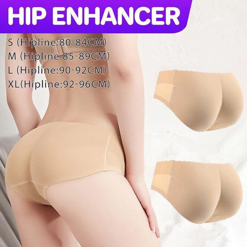 Beige Seamless Padded Butt Lifter Briefs Hip Enhancer Underwear for Women - S ( Hipline:80-84cm )