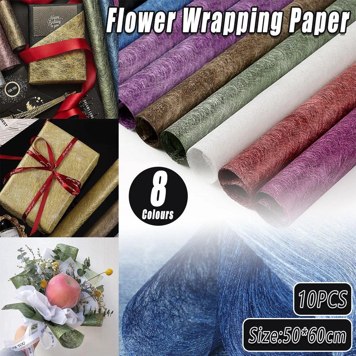 10pcs High Quality Flower Wrapping Paper DIY Bouquet Gift Wrap Floral Supplies - White