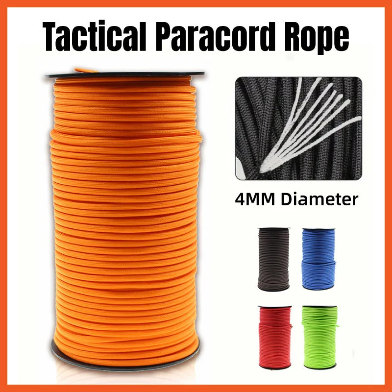100m Paracord Outdoor Camping Binding Braided Rope Survival Gear Hiking Rope - Orange