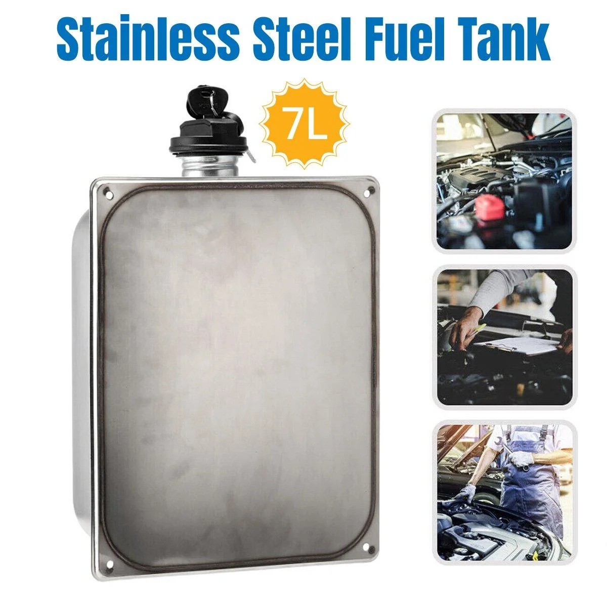 7L Stainless Steel Auxiliary Fuel Tank for Diesel Air Parking Heater with Lock