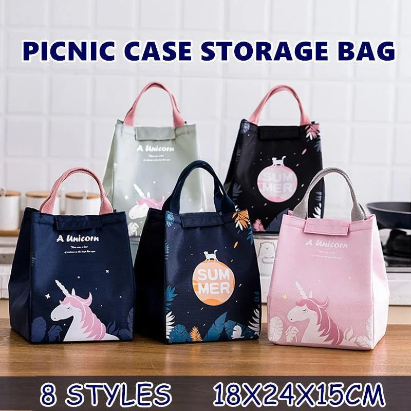Portable Insulated Thermal Lunch Box Carry Tote Picnic Case Storage Bag 18x24x15cm - E02 (18x24x15cm)