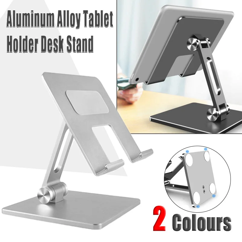 Aluminum Alloy Tablet Phone Holder Desk Stand Bracket Foldable For Ipad Pro 12.9 - Grey