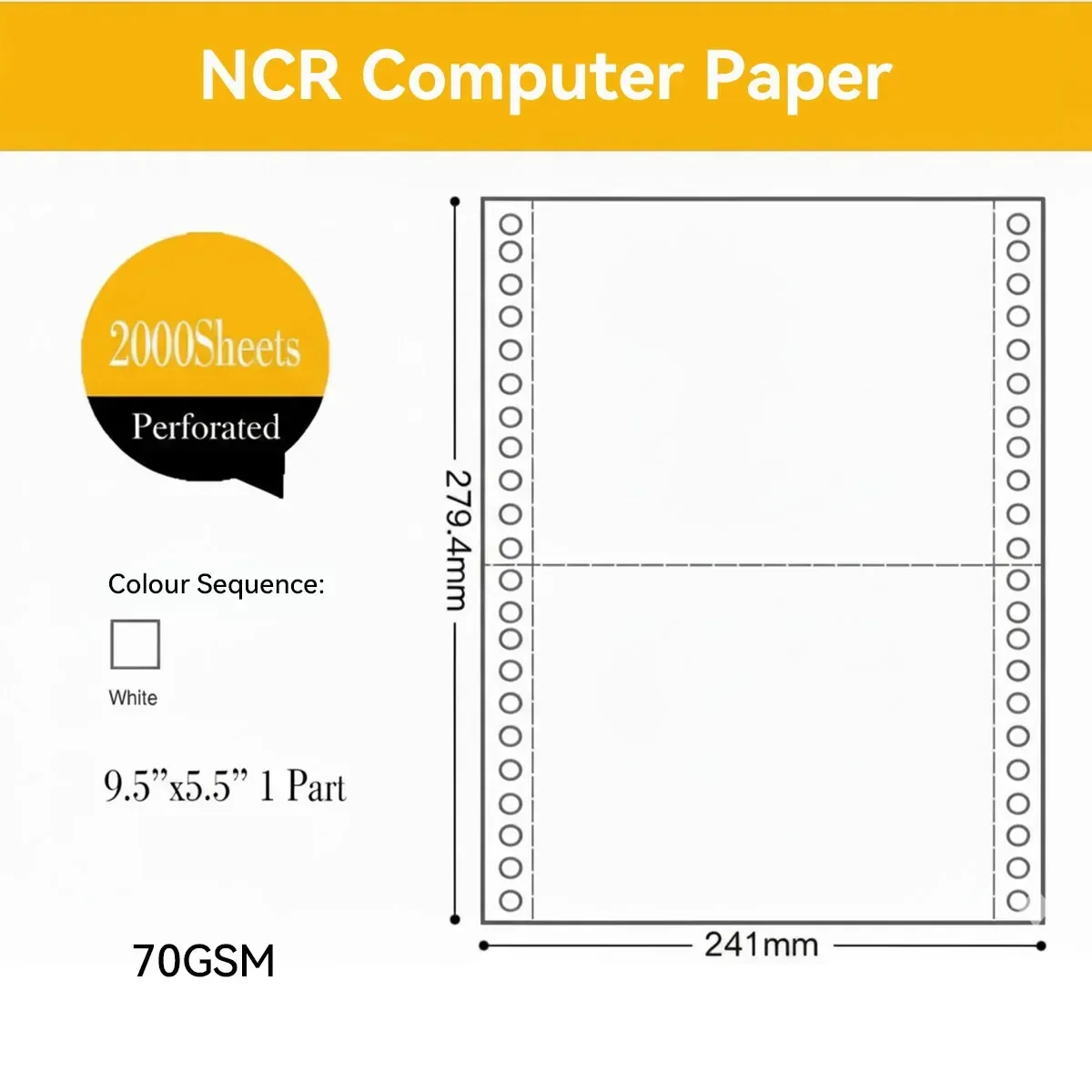 NCR Carbonless Computer Paper Clear Printing Pure Wood Pulp