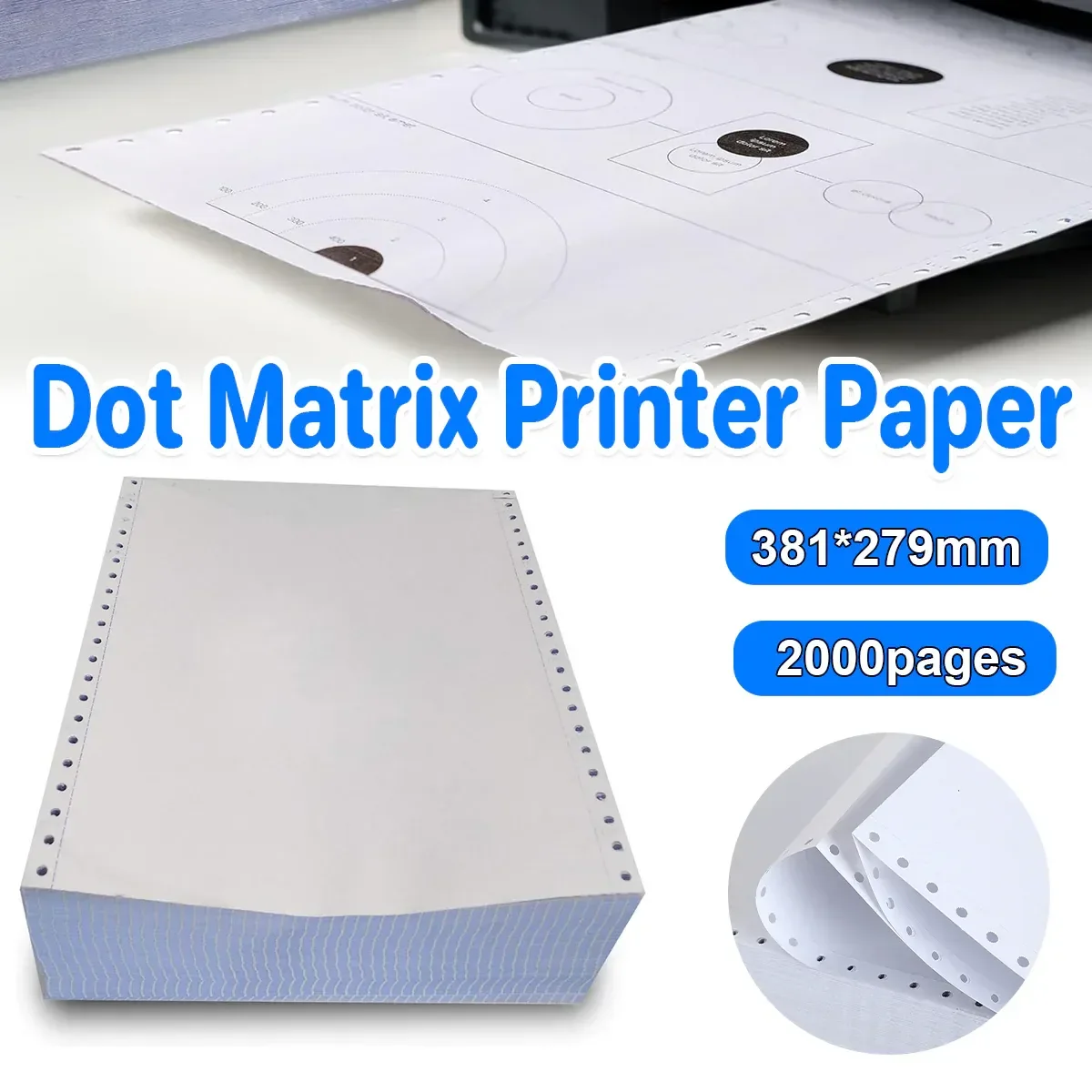 2000Pages Dot Matrix Printer Paper 381x279mm Clear Colour Rendering for Computer
