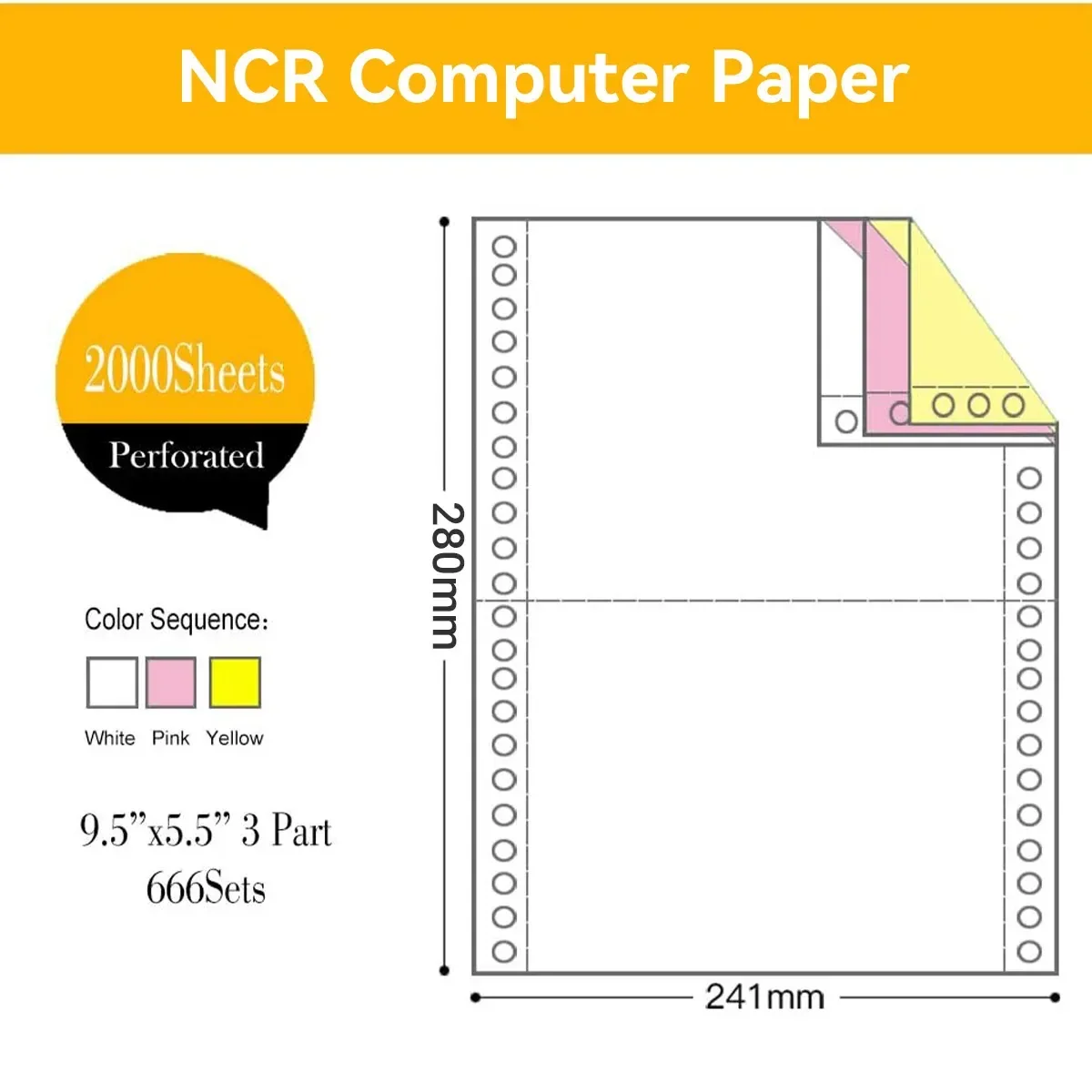 NCR Carbonless Computer Paper Clear Printing Pure Wood Pulp