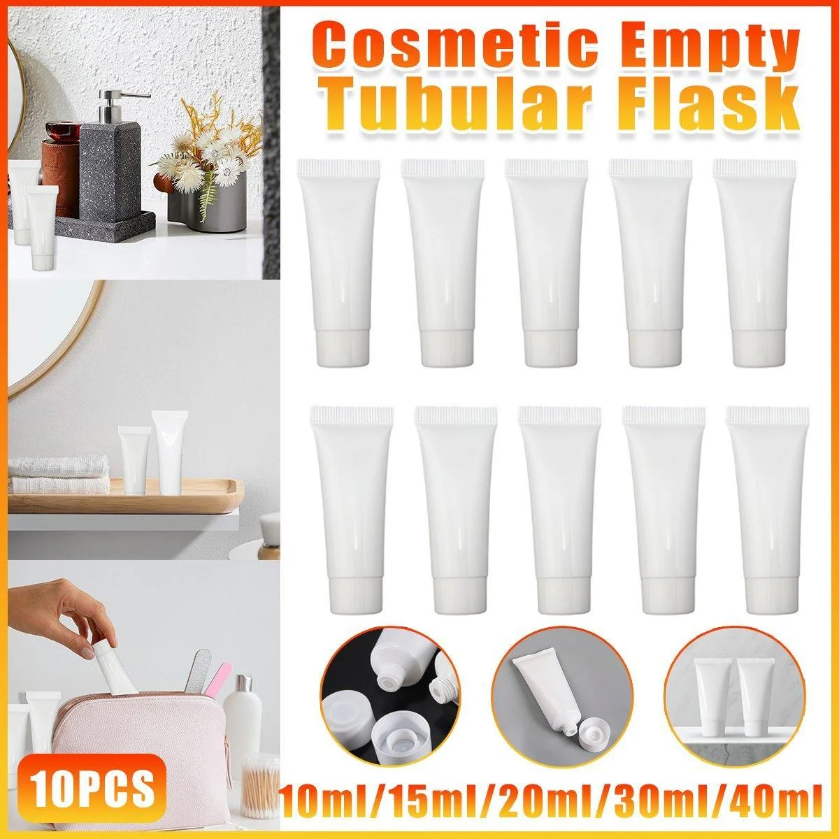 10x Soft Cosmetic Tubes for Face Wash Hand Cream Lotion Packaging Containers - 10ml