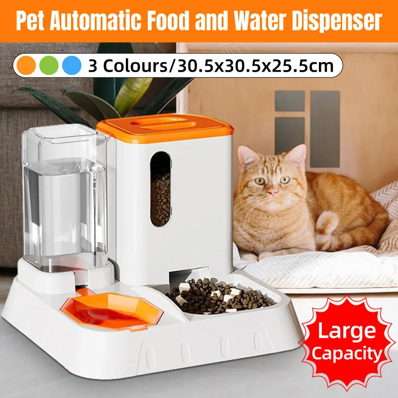Pet Water Dispenser Automatic Feeder Bowl Cat Dog Drinking Fountain Food Feeding - Blue