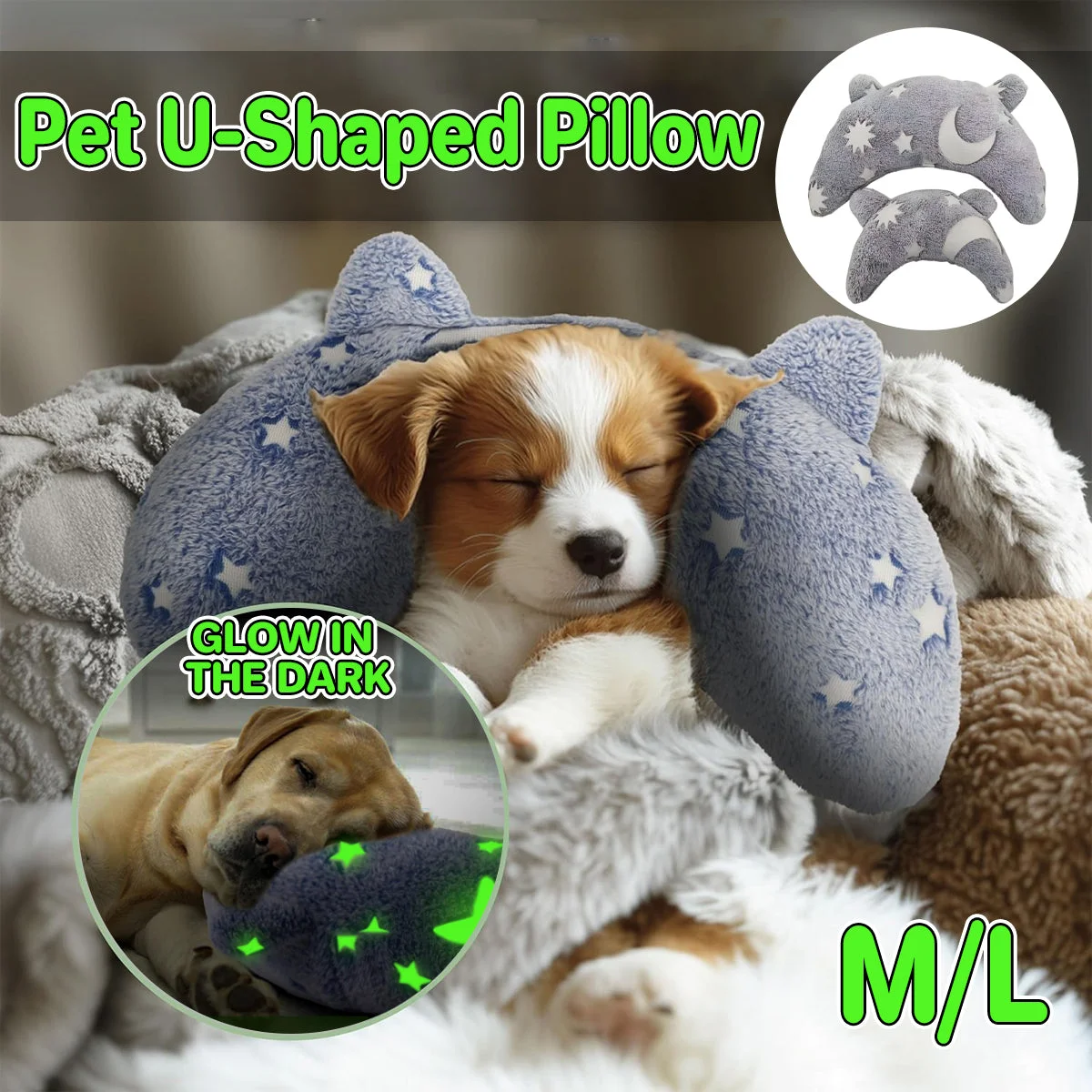 Cervical Vertebrae Protection Pet Pillow U-shaped Dog Backrest Cushion For Sleep - M
