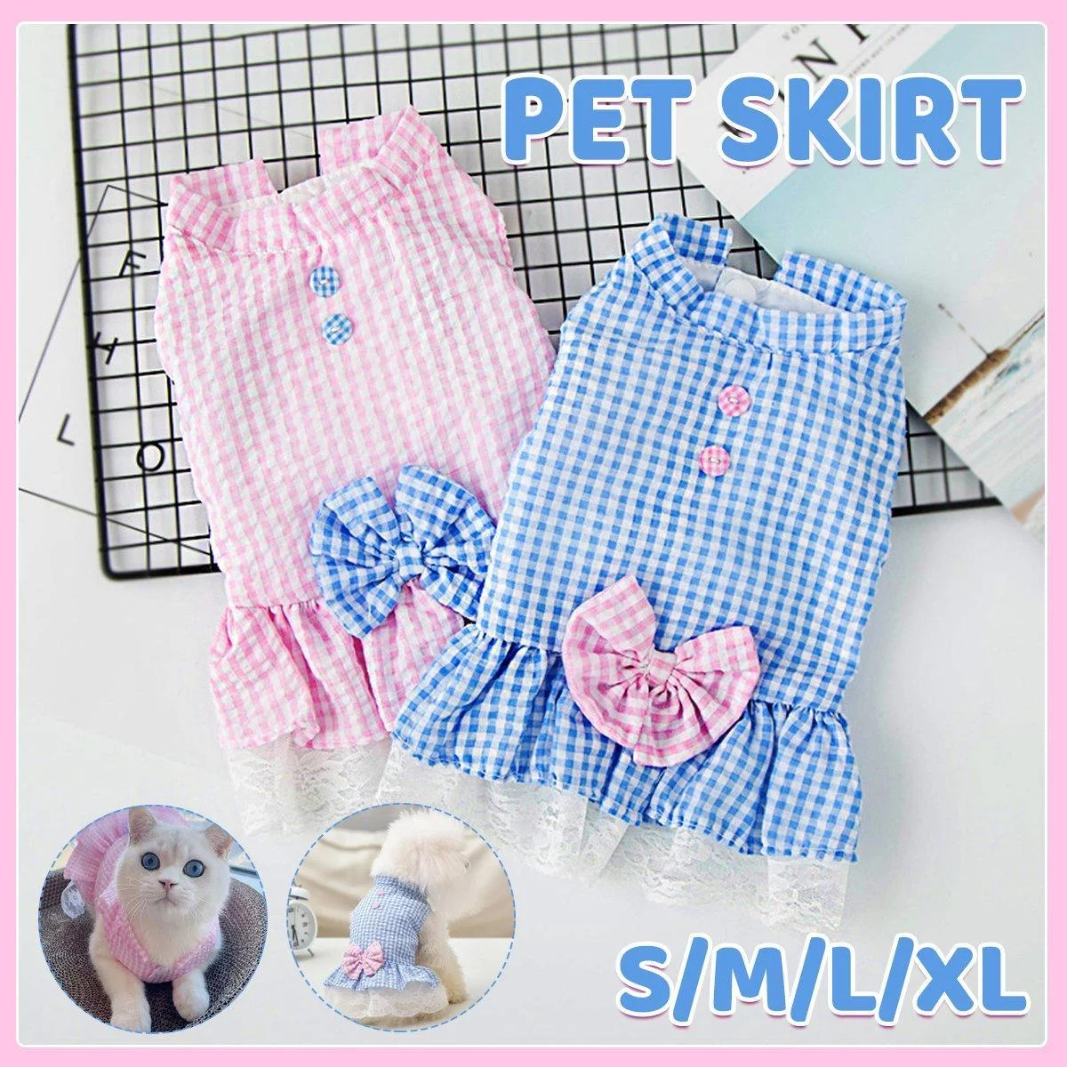 Cute Small Dog Dress Puppy Clothing Pet Apparel for Summer Fashion Outfit - Pink - S