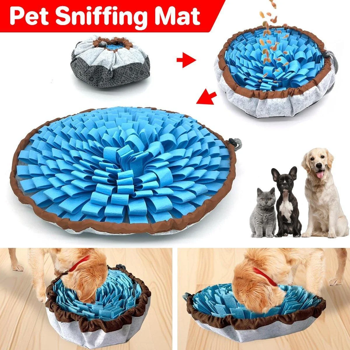 Pet Sniffing Mat Dog Training Slow Feeder Puzzle Toys Interactive Snuffle Mat