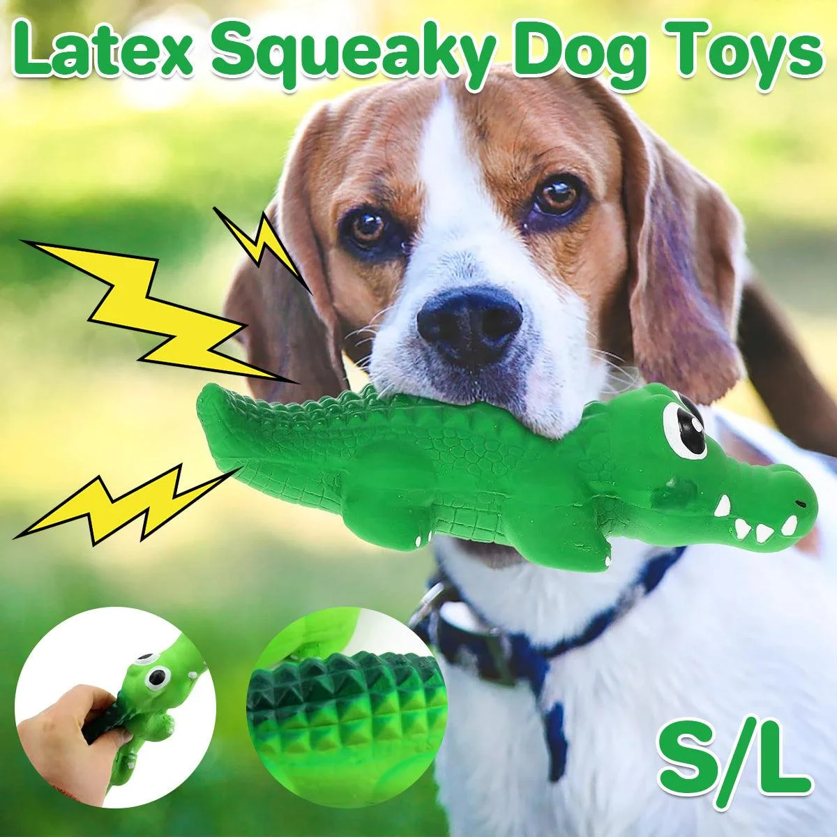 Pet Latex Toys Sounding Big Crocodile Dog Chew Toy Durable Playtime for Dogs - S