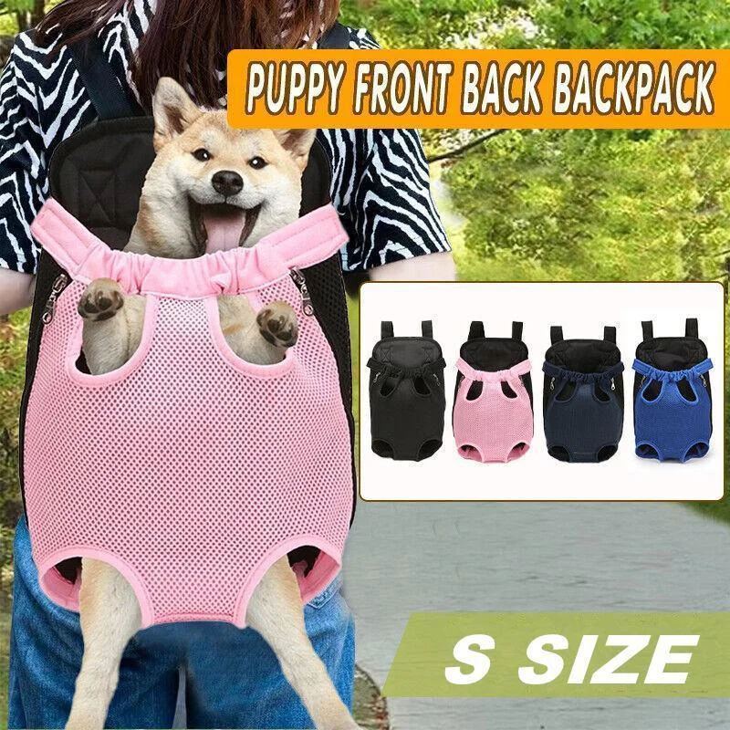 S Size Pet Carrier Dog Cat Puppy Front Back Backpack Shoulder Carry Sling Pouch Bag - Black