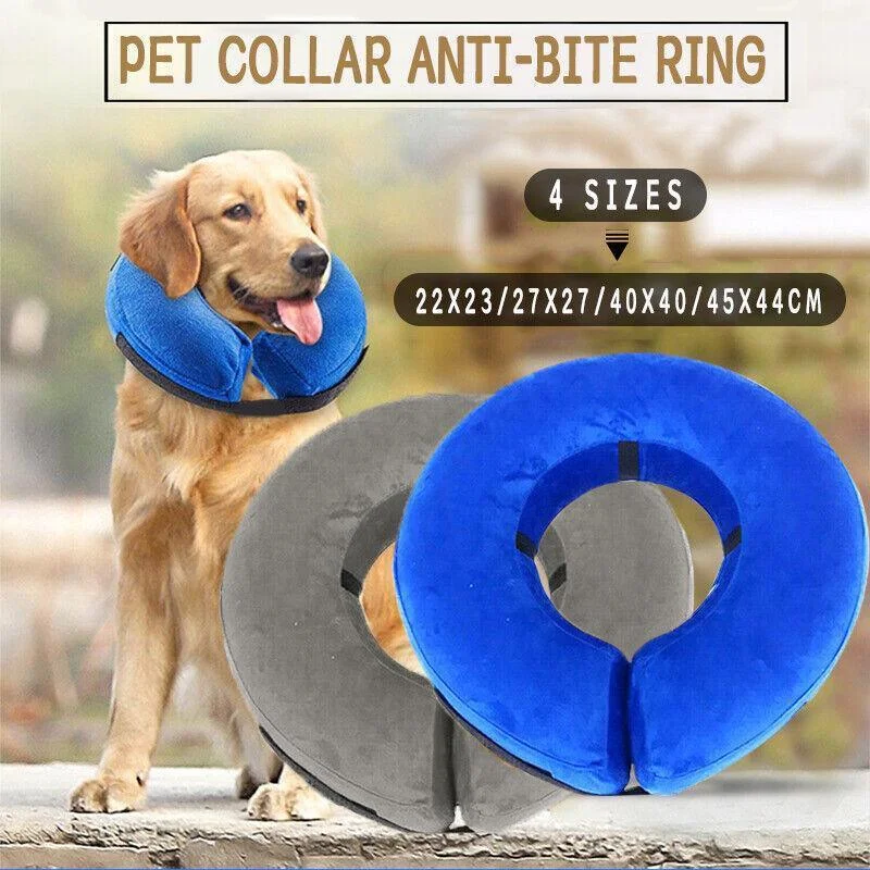 Blue Pet Dog Inflatable Soft Healing Collar Cone Wound Medical Cat Protective Jackets - S (22*23CM)