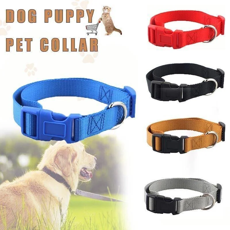 XS Size Dog Puppy Pet Collar Adjustable Nylon Toy Pink Blue Red Black - Yellow
