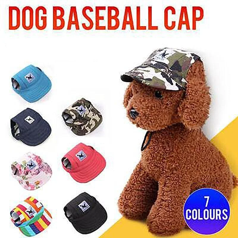 Dog Baseball Cap Outdoor Pet Sun Hat Summer Canvas Visor Puppy M Size - Red