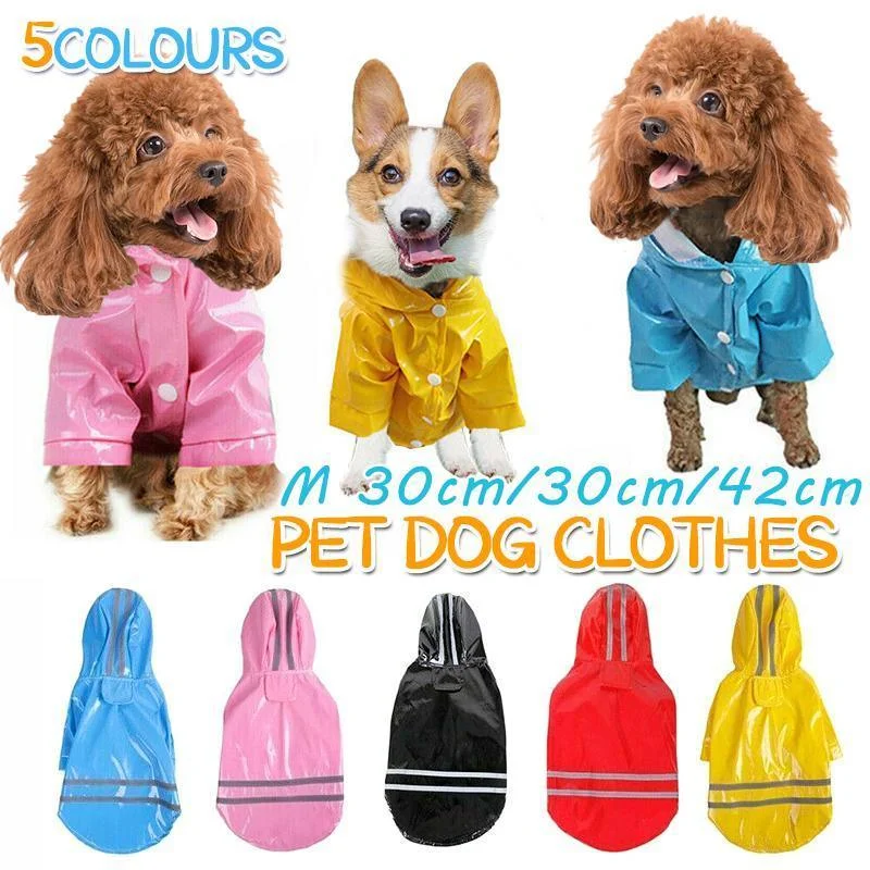M Size Outdoor Hoodies Jacket Waterproof Pet Dog Clothes Puppy Raincoat Rain Coat - Blue
