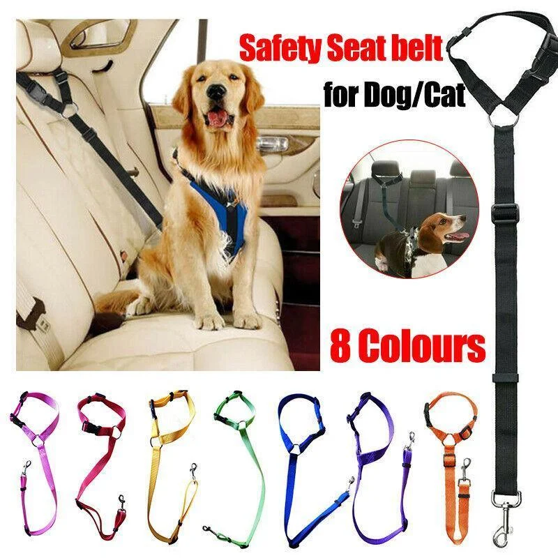 Adjustable Pet Dog Car Clip Lead Harness Strap for Vehicle Travel Restraint Use - Black