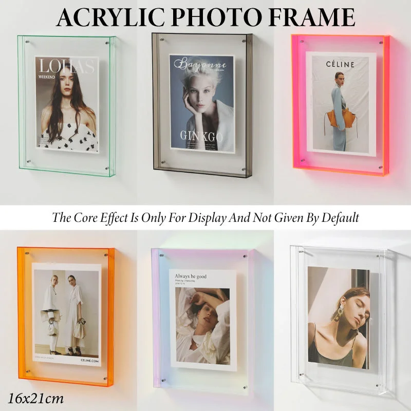 Acrylic Photo Frame Double-Sided Clear Display with Screw Mount – 16x21cm - Transparent