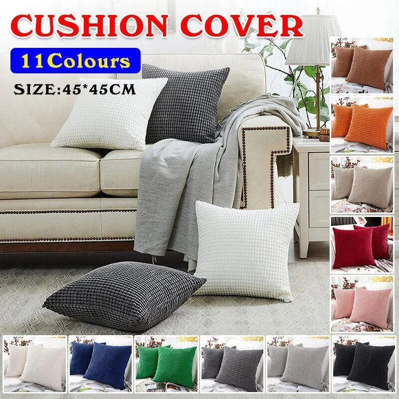 45X45 Plain Solid Colour Cushion Cover Decorative Pillow Case Home Multicoloured - Coffee