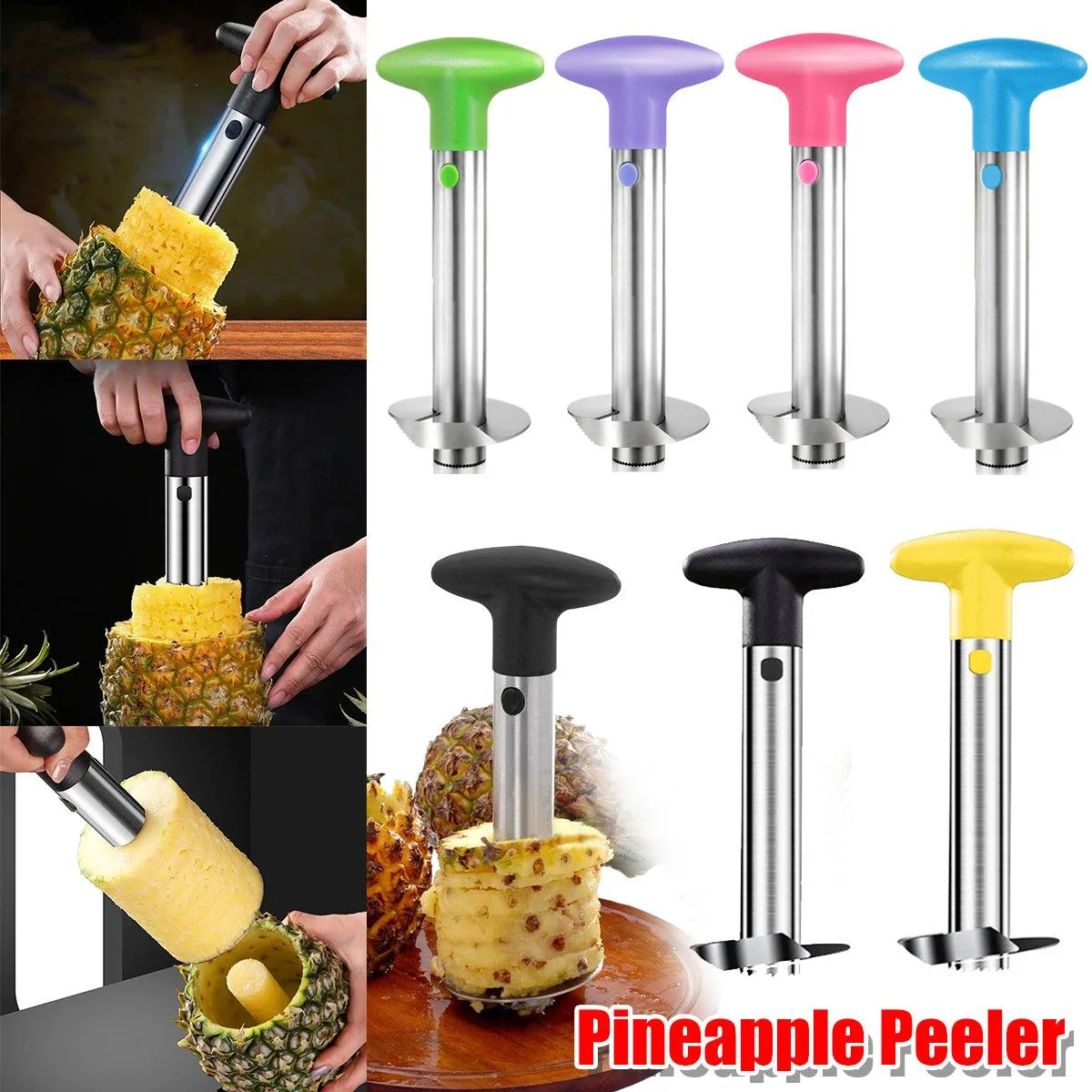 Stainless Steel Pineapple Corer Slicer Peeler Cutter Tool Easy Pineapple Cutter - Pink
