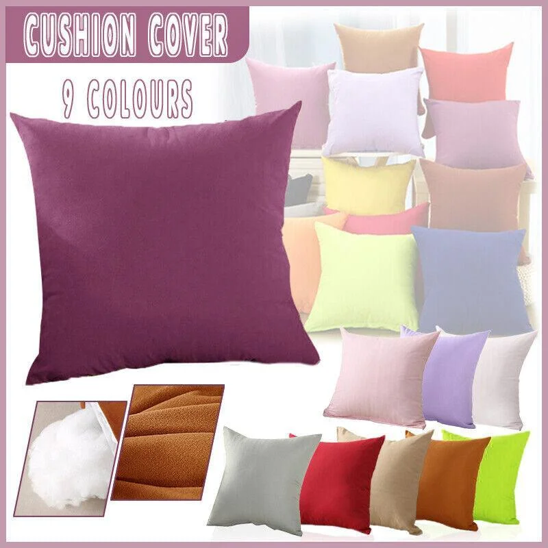 40x40cm Multicoloured Plain Solid Colour Cushion Cover Covers Decorative Pillow Case - Pink