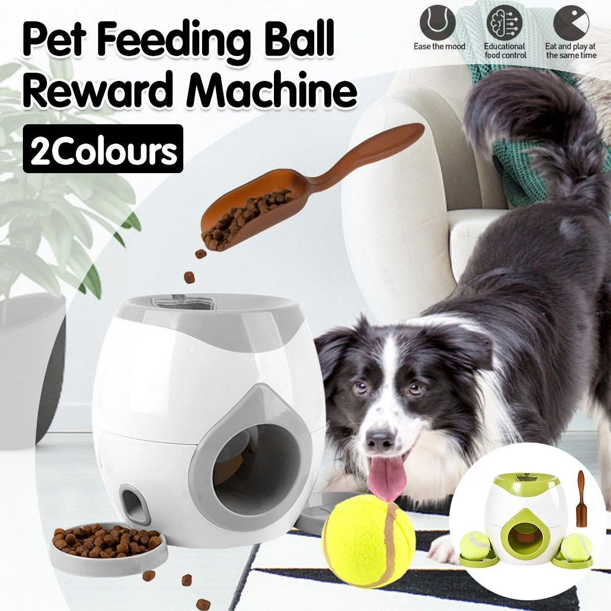 Interactive Dog Toy Tennis Feeder Machine for Training and Treat Rewards - Grey