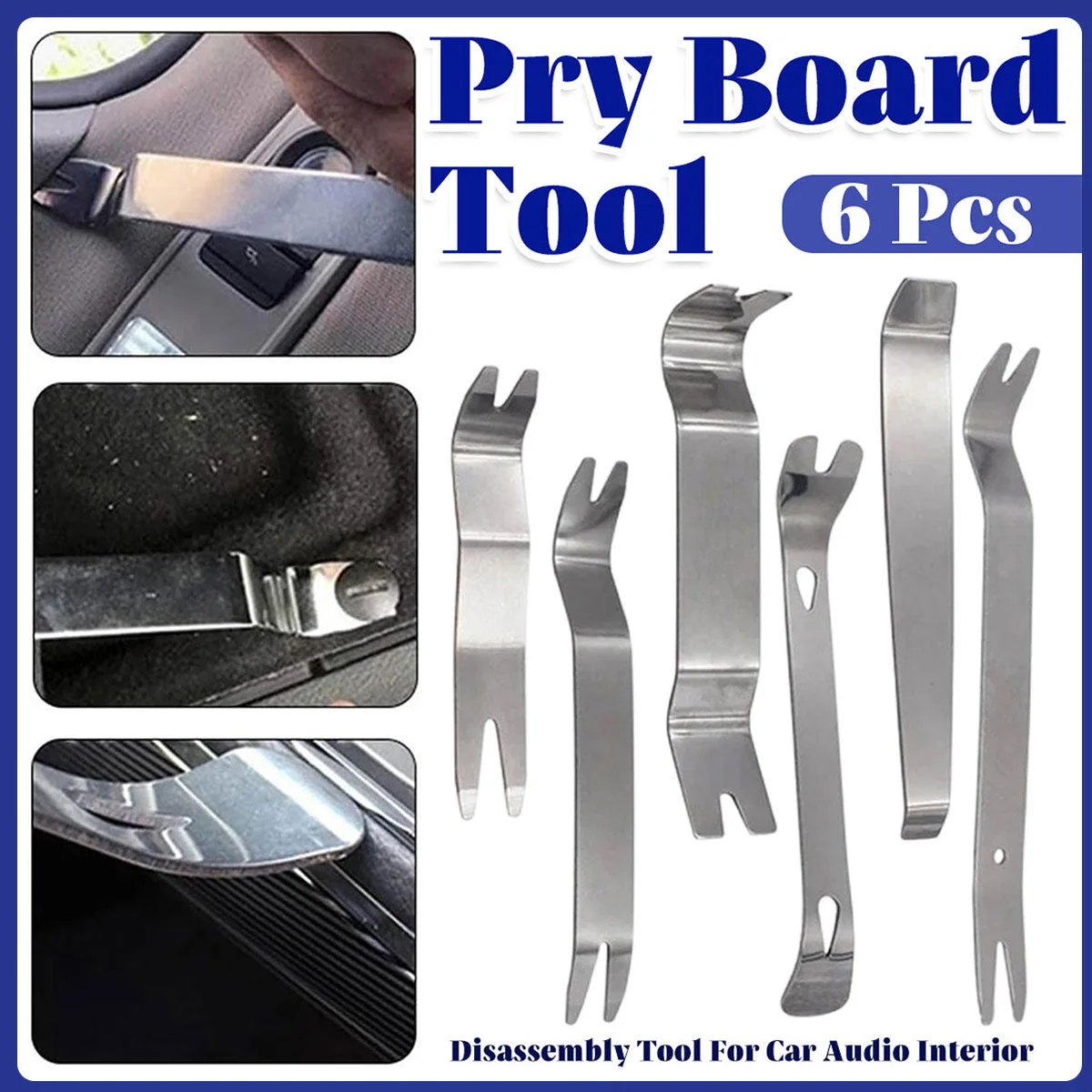 6pcs Pry Bar Tool Set Metal Dismantling Plate Fastener Remover For Car Repair