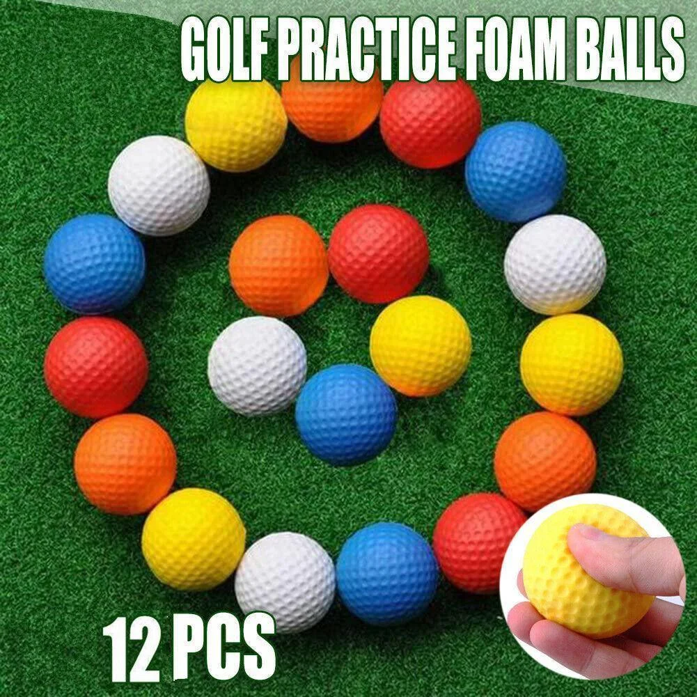Indoor Outdoor Golf Training Foam Balls 12 Pack PU Soft Practice Accessories - Yellow
